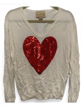 Wildfox White Label Sequin Heart Graphic Sweater